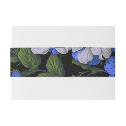 Elegant zilveren blauw wit elegante retro bloemen uitnodigingen wikkel (Achterkant Voorbeeld)