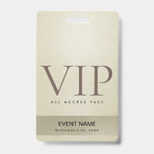 ELEGANT ZILVEREN BLEEK GOUD VIP EVENEMENTENTOEGANG BADGE