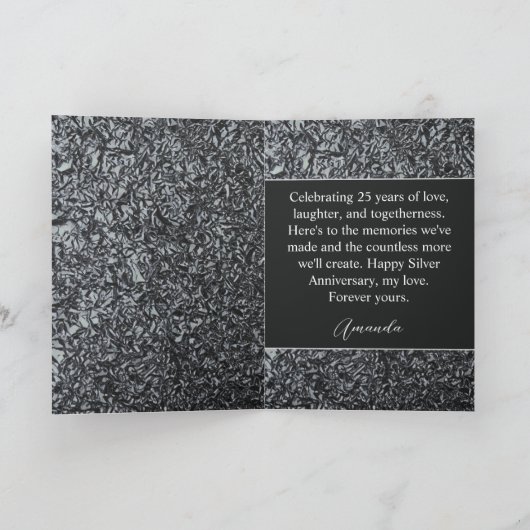 Elegant Zilveren Bloemen Man 25e Jubileum Kaart (Binnen)
