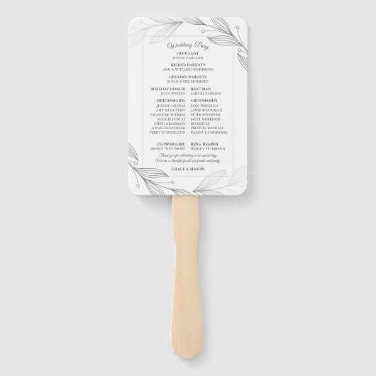 Elegant zilveren botanische bladeren bruiloft prog handwaaier (Achterkant)