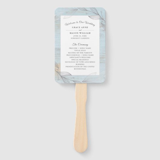 Elegant zilveren botanische bladeren bruiloft prog handwaaier (Voorkant)