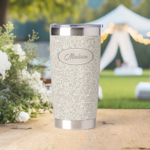 Elegant zilveren bronzen glitter monogram geïsoleerde drinkbeker