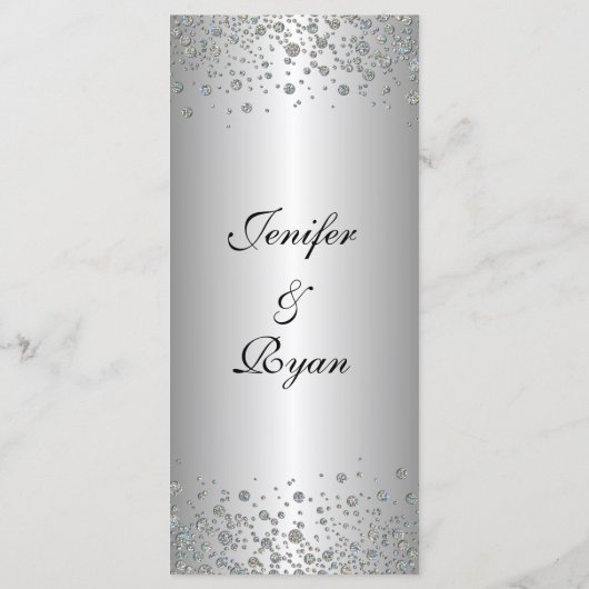 Elegant zilveren bruiloft Menu (Achterkant)