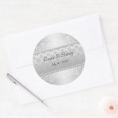 Elegant Zilveren Bruiloft Sticker Monogram met Par (Envelop)