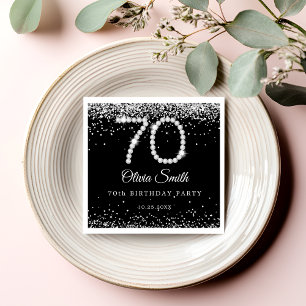 Elegant Zilveren Diamanten 70ste Verjaardagsfeest Servet