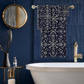 Elegant zilveren en blauwe sneeuwvlokken patroon bad handdoek