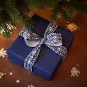 Elegant zilveren en blauwe sneeuwvlokken patroon lint