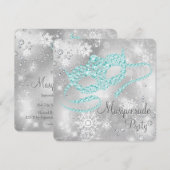 Elegant zilveren en Blauwgroen blauw Masquerade Pa Kaart (Voorkant / Achterkant)