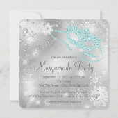 Elegant zilveren en Blauwgroen blauw Masquerade Pa Kaart (Achterkant)