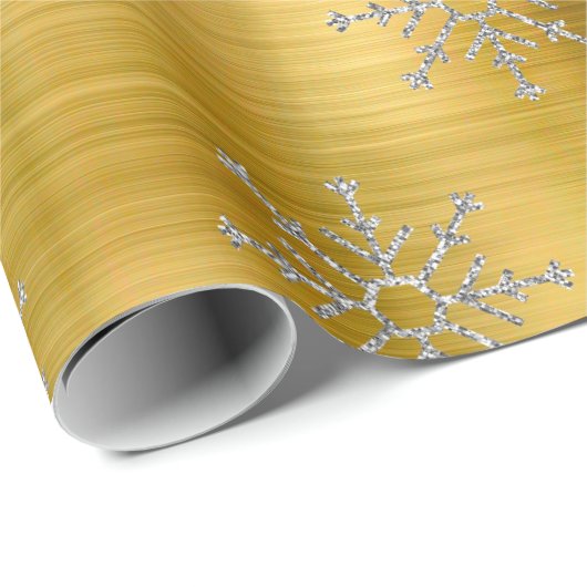 Elegant zilveren feestdagen met kerstsneeuwvlokken cadeaupapier (Rol Hoek)