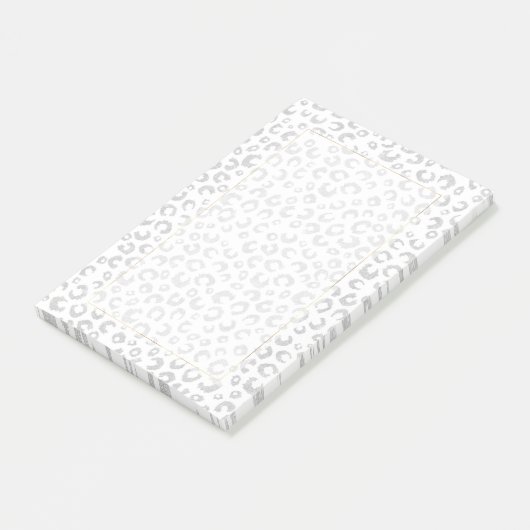 Elegant zilveren glitter luipaard patroon post-it® notes (Schuin)