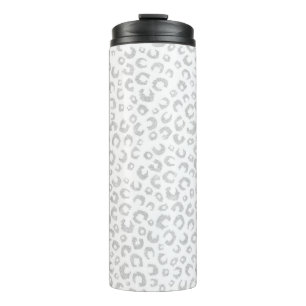 Elegant zilveren glitter luipaard patroon thermosbeker