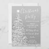 Elegant Zilveren Glitter Tree Kerstfeest Kaart (Voorkant)