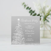 Elegant Zilveren Glitter Tree Kerstfeest Kaart (Staand voorkant)
