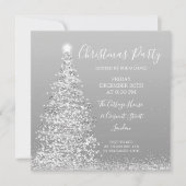 Elegant Zilveren Glitter Tree Kerstfeest Kaart (Voorkant)
