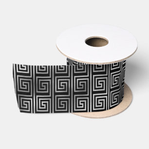 Elegant Zilveren Griekse Sleutel Art Deco Patroon Lint