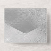 Elegant zilveren kant bloemig all in one uitnodiging (Achterkant)
