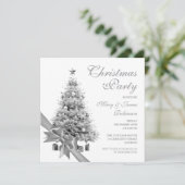 Elegant zilveren kerstboom & boog vakantie partij kaart (Staand voorkant)