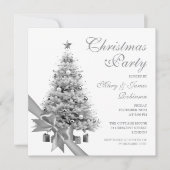 Elegant zilveren kerstboom & boog vakantie partij kaart (Voorkant)
