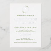 Elegant Zilveren Kruis Waterverf laurier Doop Folie Feestdagenkaart (Voorkant)