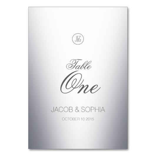 Elegant zilveren monogram kaart (Voorkant)