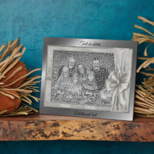 Elegant zilveren satijnen strik Creëer je eigen fo Fotoplaat