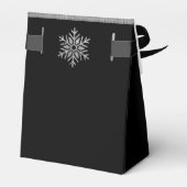 Elegant Zilveren Sparkle Sneeuwvlok op Zwart Bruil Bedankdoosjes (Achterkant)
