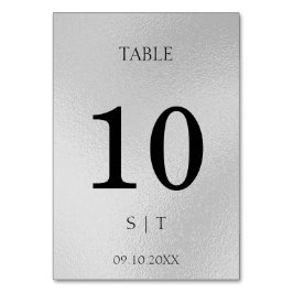 Elegant zilveren trouwtafel nummer kaart