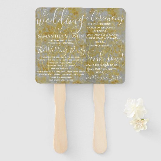 Elegant zilveren voering bruiloft programma handwaaier (Voorkant en achterkant)