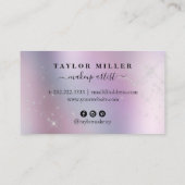 Elegant zilverglitter make-up en haar metaal visitekaartje (Achterkant)