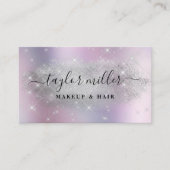 Elegant zilverglitter make-up en haar metaal visitekaartje (Voorkant)
