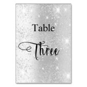 Elegant zilverglitterkalligrafietabel drie 3 kaart (Achterkant)