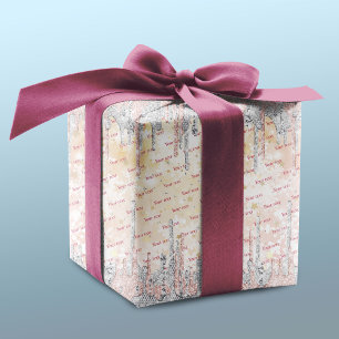 Elegant zilvergoud roos druppelen glitter cadeaupapier