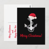 elegant zilvergradiënt ANCHOR + SANTA HAT | Briefkaart (Voorkant / Achterkant)