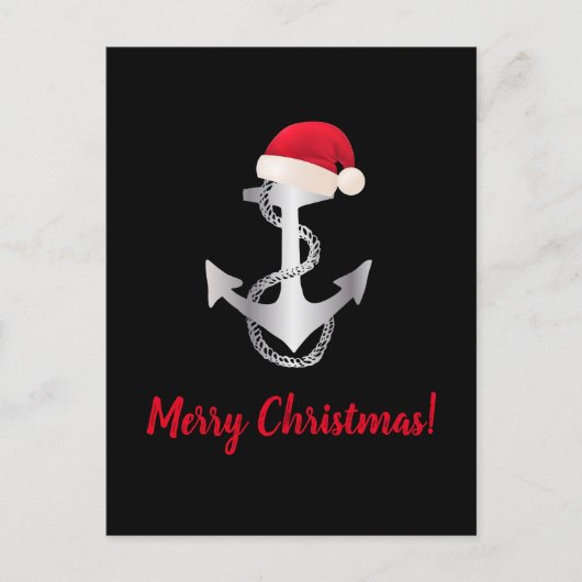 elegant zilvergradiënt ANCHOR + SANTA HAT | Briefkaart (Voorkant)