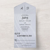 Elegant zilverkleurig Alle in één bruiloft All In One Uitnodiging (Binnen)