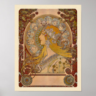Elegant Zodiac door Alphonse Mucha Print
