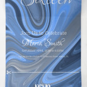 Elegant zoet vloeibaar marmer | Agaat blauw Drieluik Uitnodiging (Binnenkant midden)