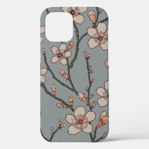 Elegant Zoete Roze Bloesem Kersen Patroon iPhone 12 Hoesje