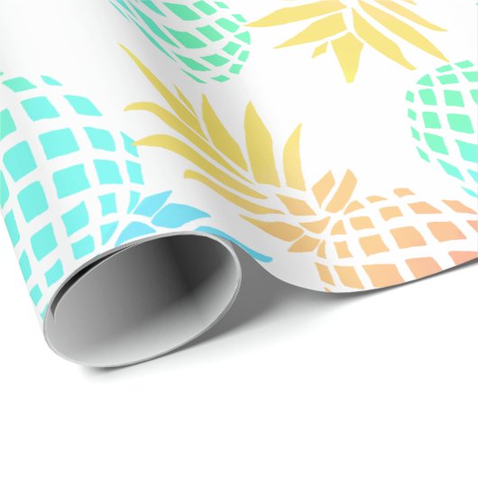 elegant zomers tropisch kleurrijk anananasseipatro cadeaupapier (Rol Hoek)