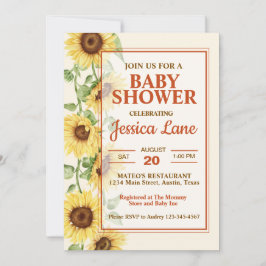 Elegant Zonnebloem Baby shower Kaart