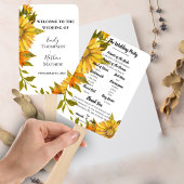 Elegant Zonnebloem Bloemen Bruiloft Programma Handwaaier