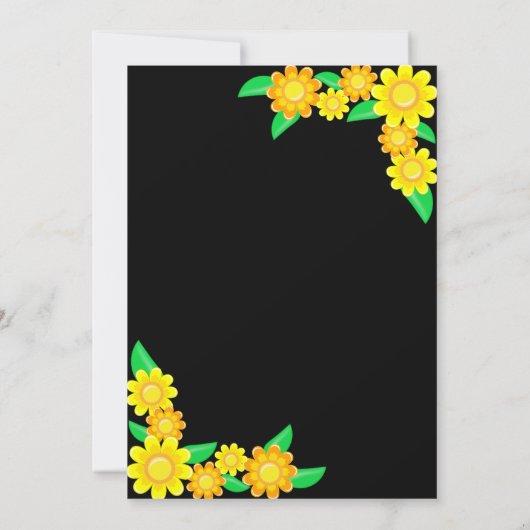 Elegant zonnebloem Boho zwart bloemig Vrijgezellen Kaart (Achterkant)