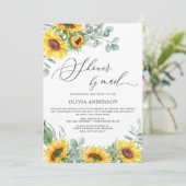 Elegant Zonnebloem Eucalyptus Baby shower per Mail Kaart (Staand voorkant)