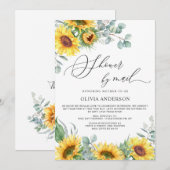 Elegant Zonnebloem Eucalyptus Baby shower per Mail Kaart (Voorkant / Achterkant)