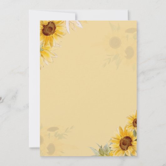 Elegant Zonnebloem Geel Bloemen Baby shower Kaart (Achterkant)