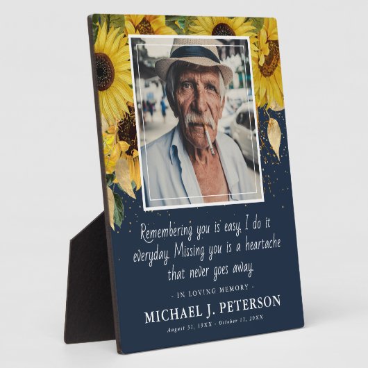 Elegant zonnebloem in liefhebbend geheugen Keepomw Fotoplaat (Zijkant)