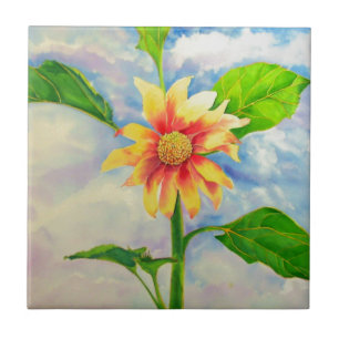 Elegant Zonnebloem waterverf schilderij Tegeltje