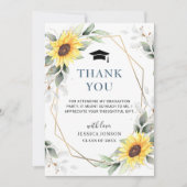 Elegant zonnebloemen Eucalyptus Rustisch Afstudere Bedankkaart (Voorkant)