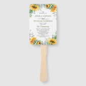 Elegant Zonnebloemen Eucalyptus Trouwprogramma Handwaaier (Voorkant)